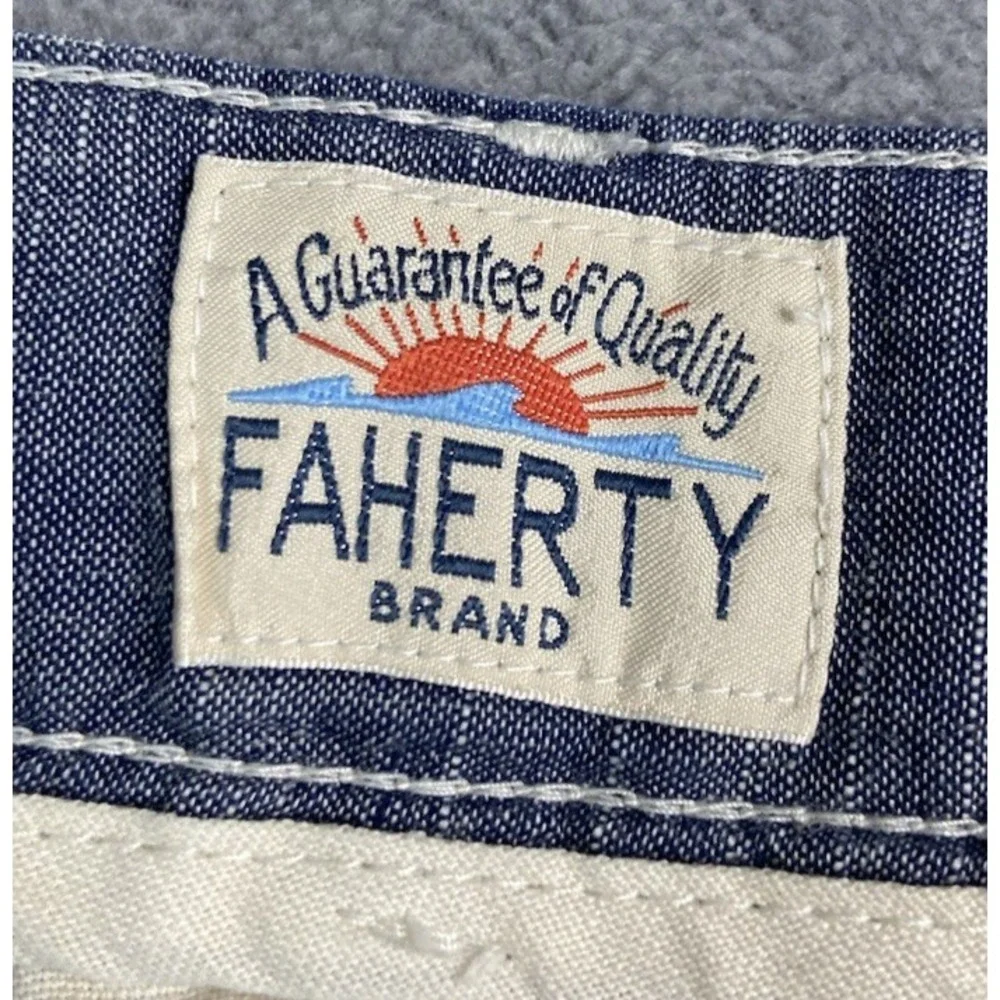 Faherty Shorts Mens 38 Beige‎ Malibu Chino Linen Cotton Casual 9.5